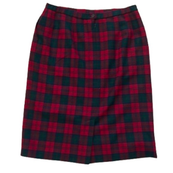 Vintage Pendleton Lindsay Tartan Plaid 100% Wool Skirt Red & Green USA Size 18 - Picture 4 of 17